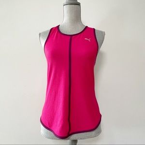 Puma pink workout tank mesh back top dry fit bright fuschia pink color